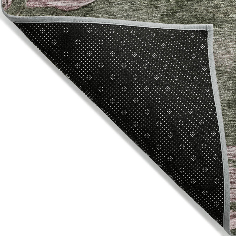 Machine Washable Indoor/Outdoor Xhevrie Olive Rug, Rectangle 5' x 7'6"