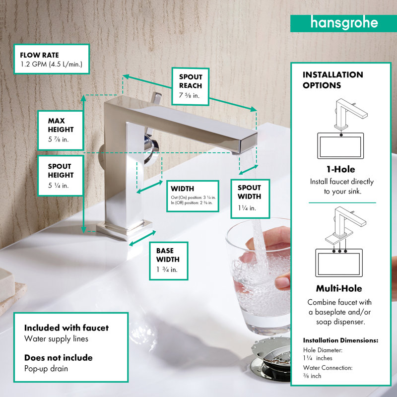 hansgrohe Tecturis E à un trou fin 110, 1,2 gal / min,  Noir satiné