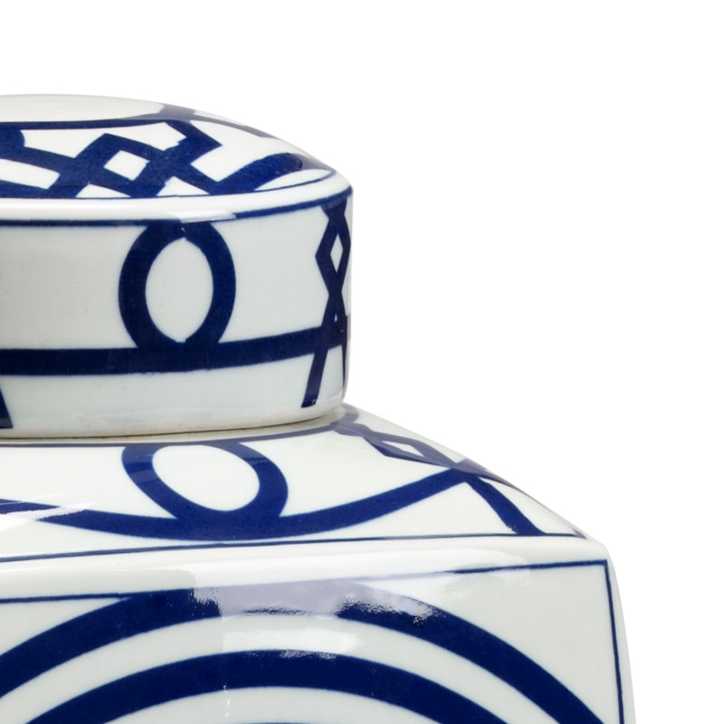 Pot en porcelaine blanc / bleu 15,5 po Hobbs