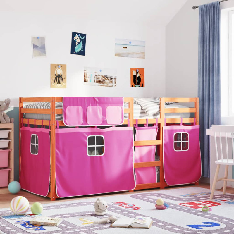 Dedalus Bunk Bed with Trundle Included, Wax Brown, Small Single (75 x 190 cm)
