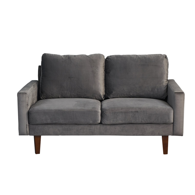 Jekori 59'' Velvet Loveseat, Gray Velvet