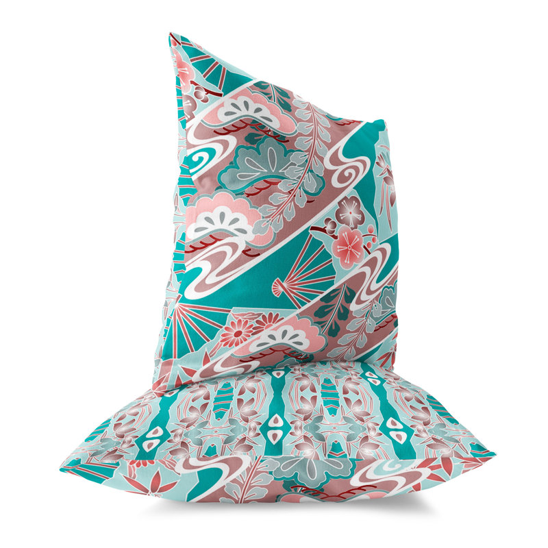 Coussin Floral, H 16 po x l 16 po, Vert/rose