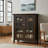 Acadian Solid Wood Transitional Low Storage Cabinet with Glass Doors and Adjustable Shelves-1205136826-1134587492