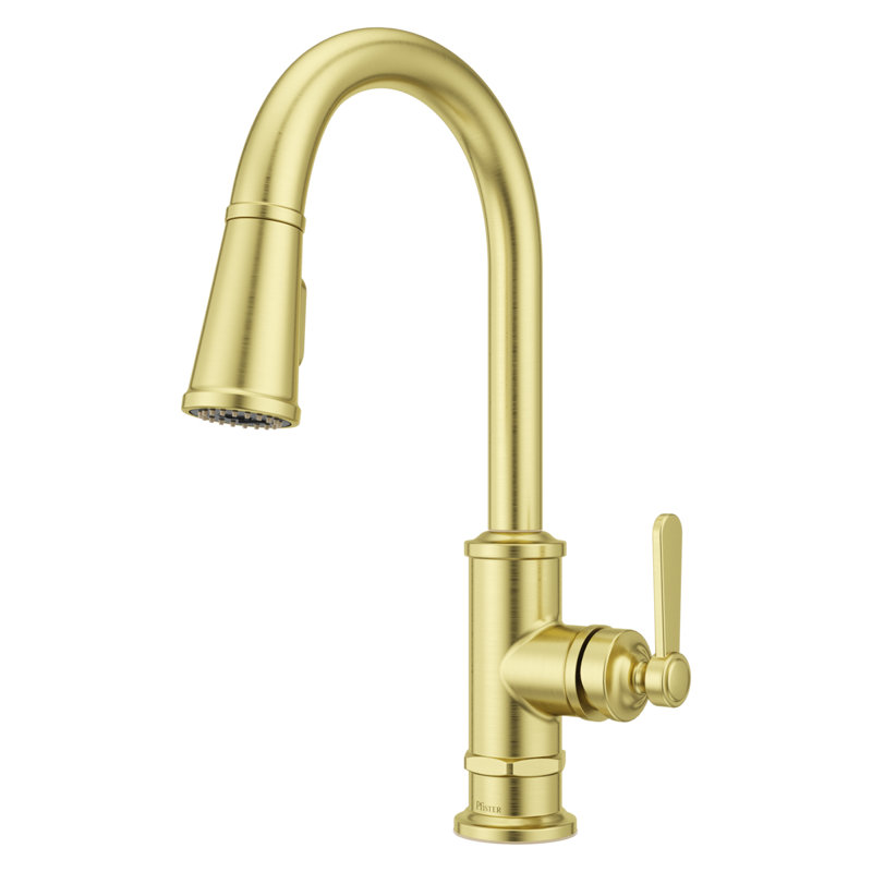 Pull Down Single Handle Kitchen Faucet, Brushed Gold