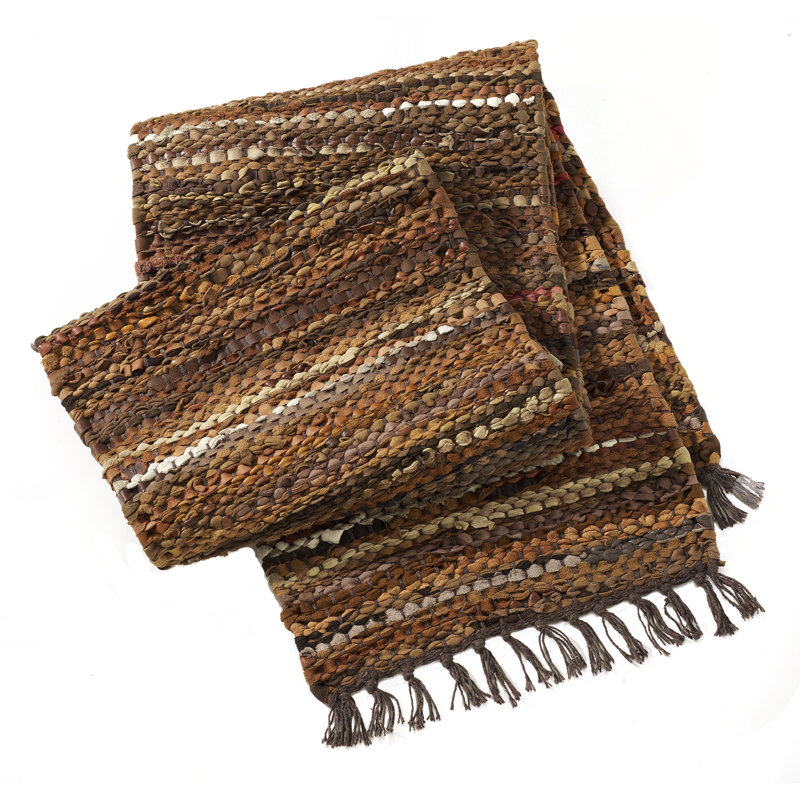 Tucson Hand Woven Leather Table Runner, 78" L x 13" W
