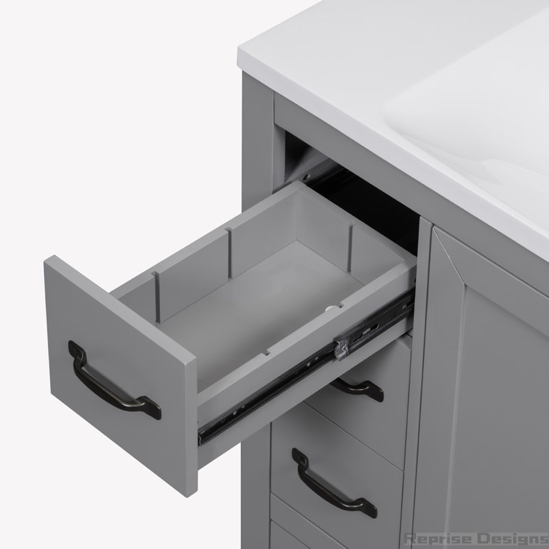 35.5'' Single Bathroom Vanity Base Only, Grey, Black