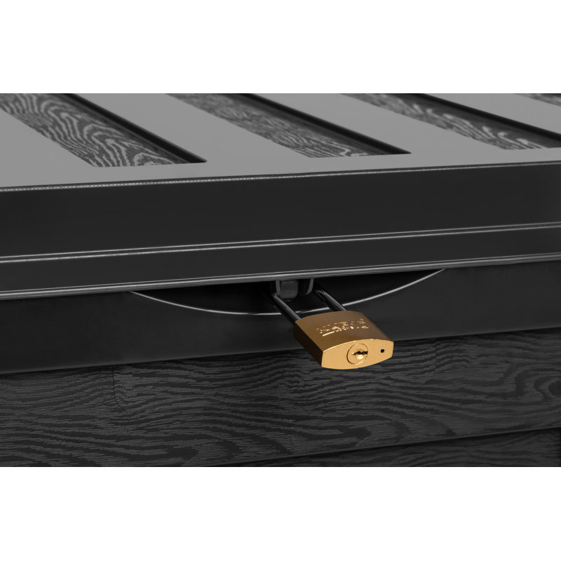 Rustic State 46'' W 84 Gallons Water Resistant Resin Lockable Deck Box with Wheels in Black