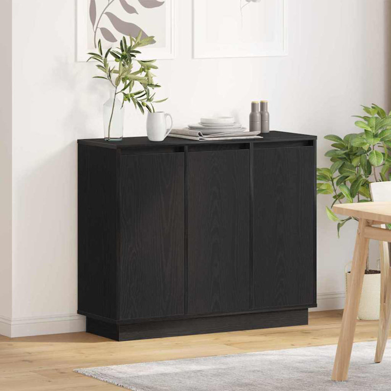 Sideboard With Shelf 90 X 32 X 75 Cm Engineered Wood, Black Oak