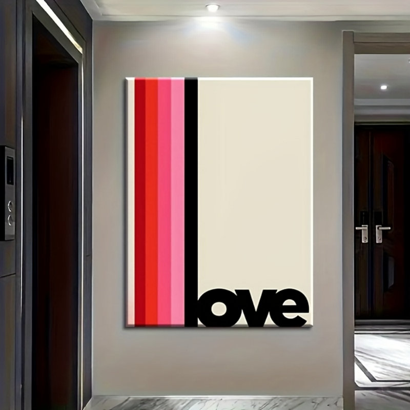 Chic LOVE Striped Canvas Print - Urban Studio, 18*12 inch (45*30*2cm)
