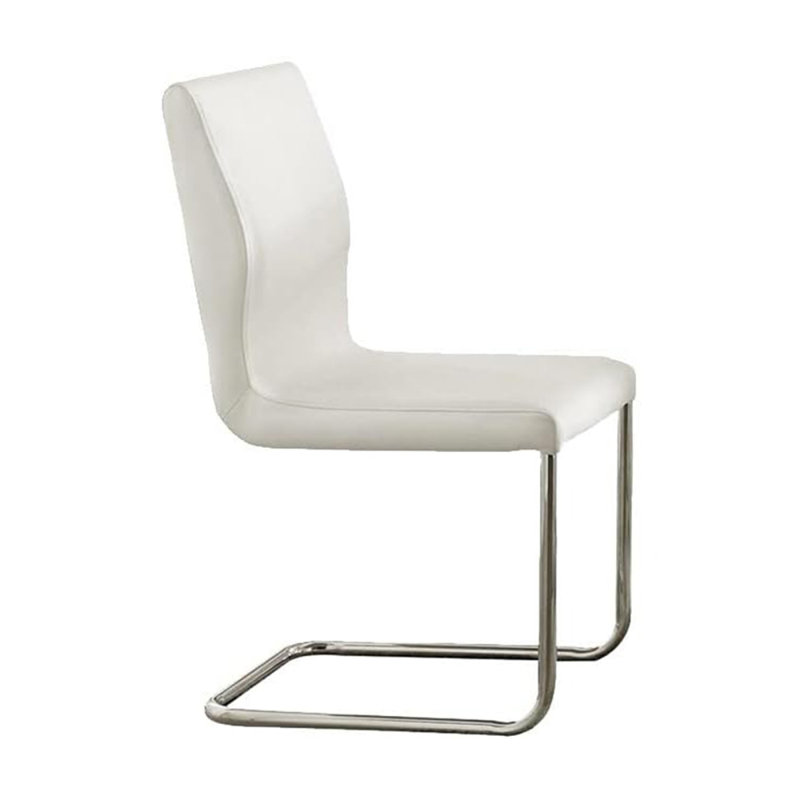 Ensemble de 2 chaises d'appoint rembourrées en similicuir blanc avec pieds en L au fini chromé