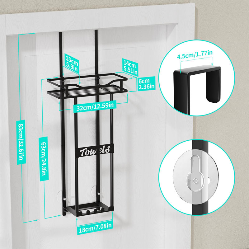 Armine 10 cm L Towel Rack, Black
