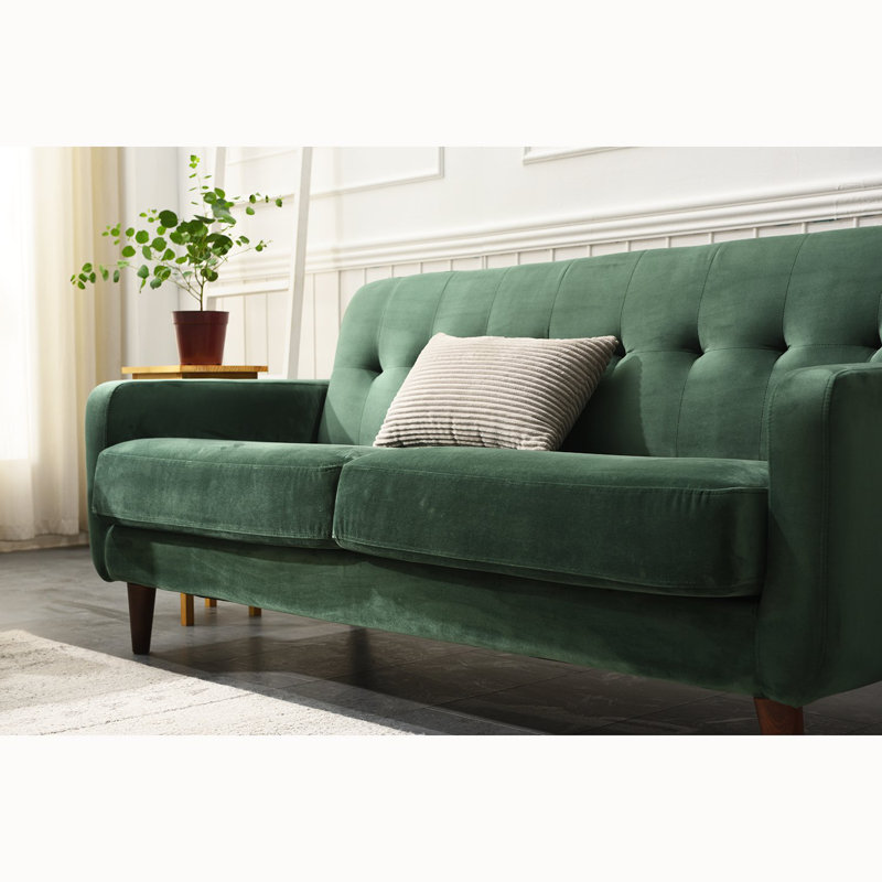 Abrego 3 Seater Velvet Loveseat, Green