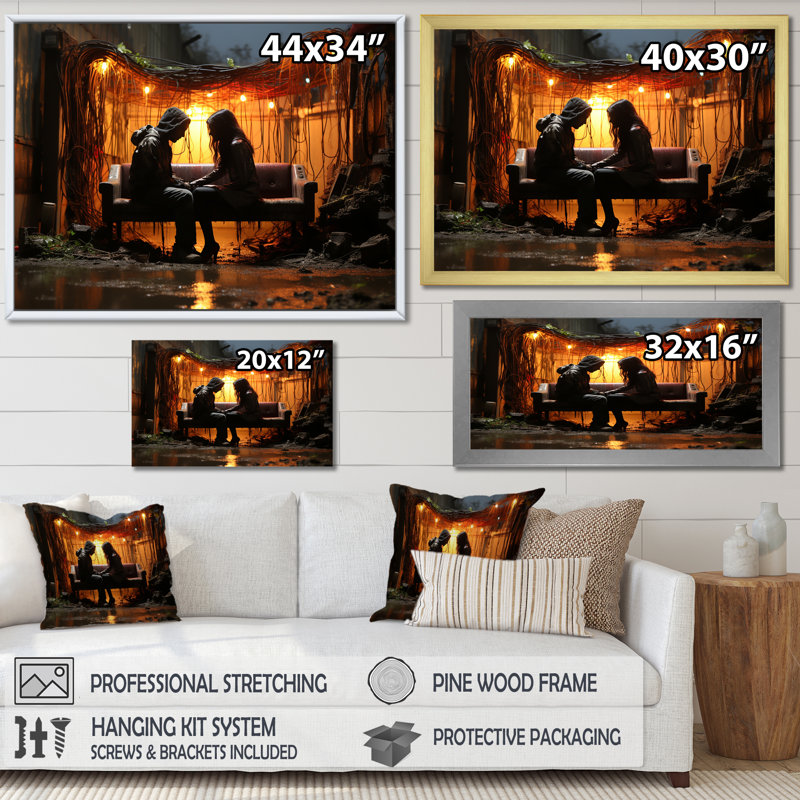Street Art, Muse romantique - Art mural romantique, H 12 po x l 20 po x P 1 po, Cadre flottant noir