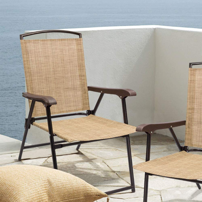 Baber Patio Folding Chair Deck Sling Back Chair Camping Garden Pool Beach Using Chairs Space Saving Set of 2