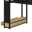 Structure de lit mezzanine avec garde-robe, lit mezzanine en métal avec tablettes de rangement et panneau perforé-1176884192