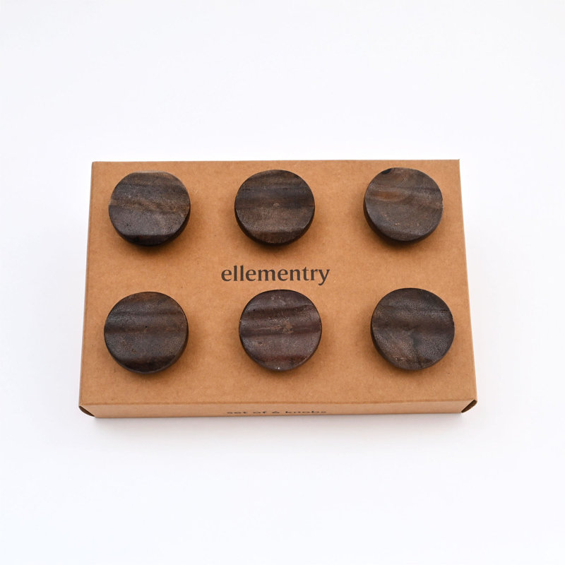 Rimmed Brown Wooden Knob – Set of 6