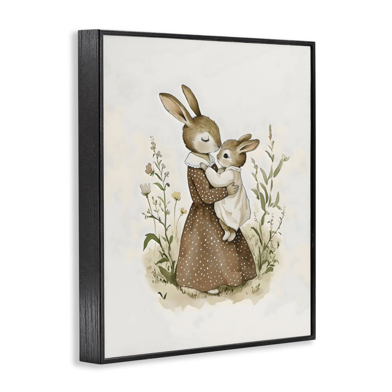 «A Mother's Love Rabbits», estampe numérique, design par Arlington Prints, Giclée encadrée noir minuit, H 30 po x l 24 po