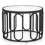 Table basse ronde de 24 pouces avec plateau en verre trempé rosé et supports pivotants ovales-771748698