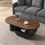 Table basse ovale de luxe industrielle, table basse de 47,24 po avec tiroir de rangement, centre de table en métal noir-360834289-360834292