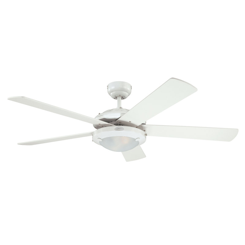 132 Cm Ceiling Fan, White / White or Washed Pine