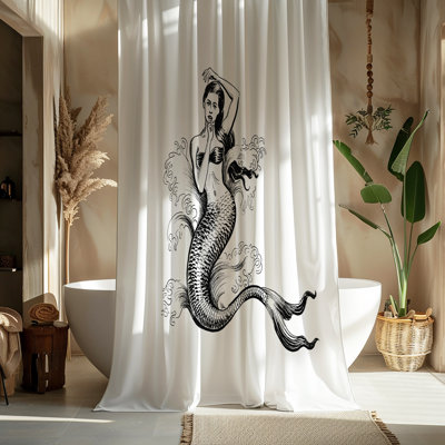 Mermaid Kiss Nautical Shower Curtain