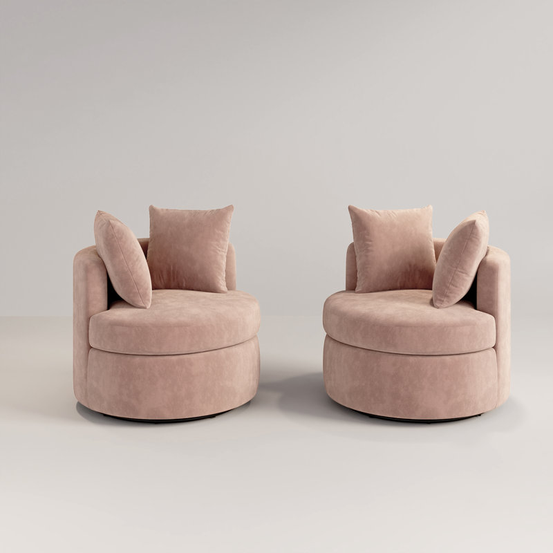Upholstered Swivel Chair Set Of 2, Argile italienne