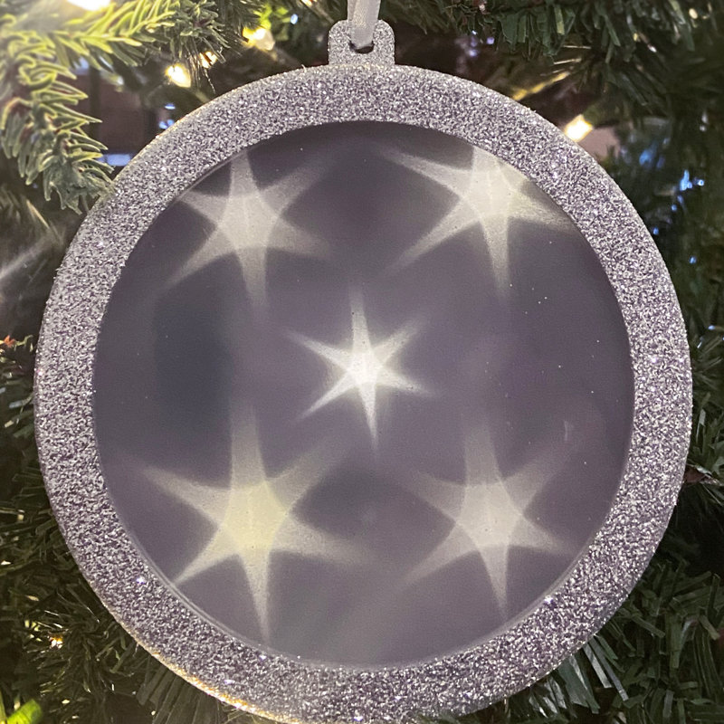 4.5'' Astrology & Stars Lighted Ball Ornament, Silver