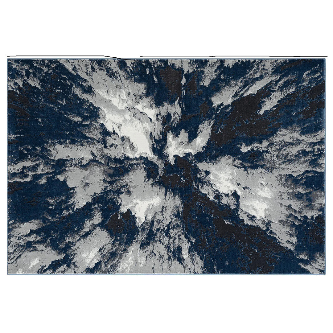 Machine Woven Flatweave Blue Area Rug