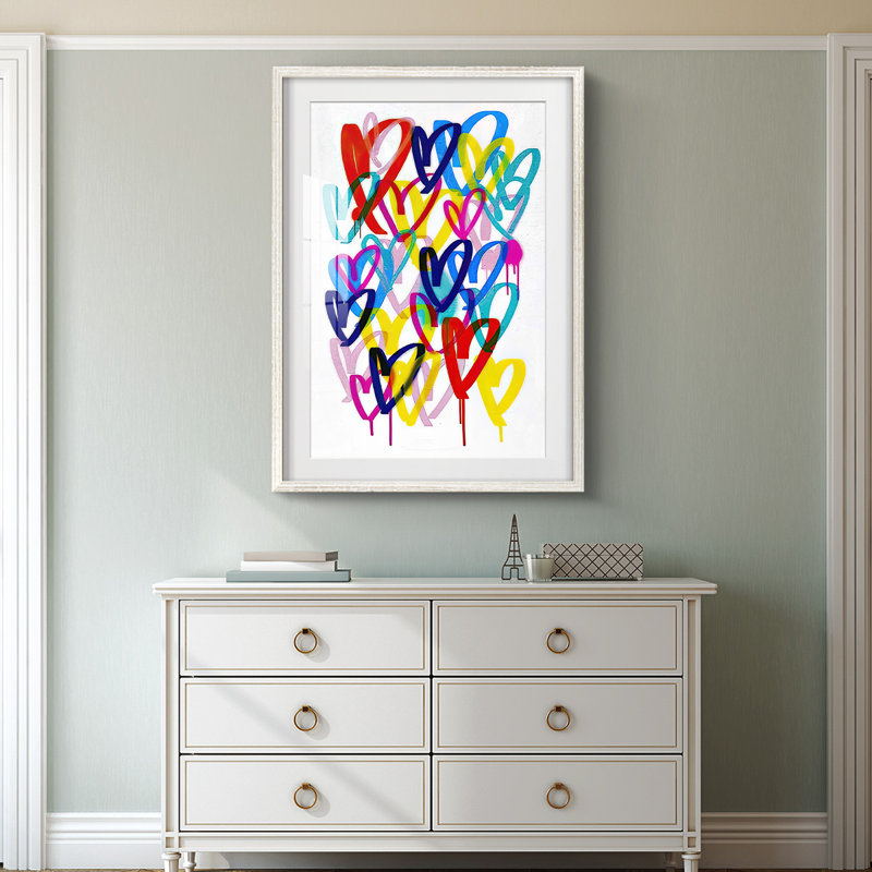 Hearts Aflutter I -Framed Print, 19.5" H x 16.5" W, White
