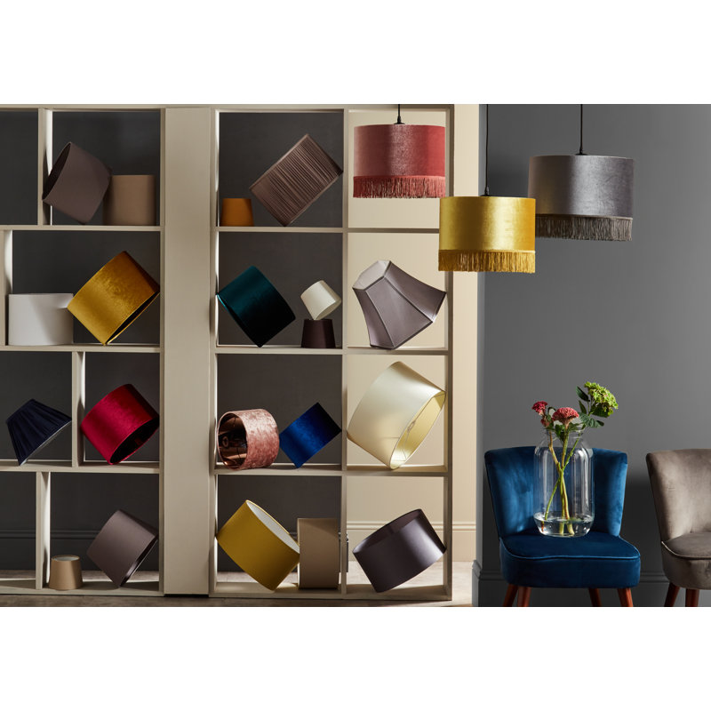 Aimon 16 cm H Drum Velvet Lamp Shade ( Uno ) in Black