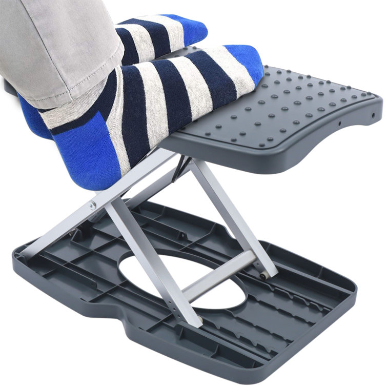 Adjustable Footrest Office Foot Stool with Wheels Ergonomic Foot Stand for Car Desk Home Black Cncest