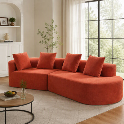 Canapé modulaire courbé de 116 po avec éponge et méridienne entièrement compressés à haute densité de 116 po, ensemble 2 pièces, entièrement assemblé faisant face à la droite, pour le salon, le salon