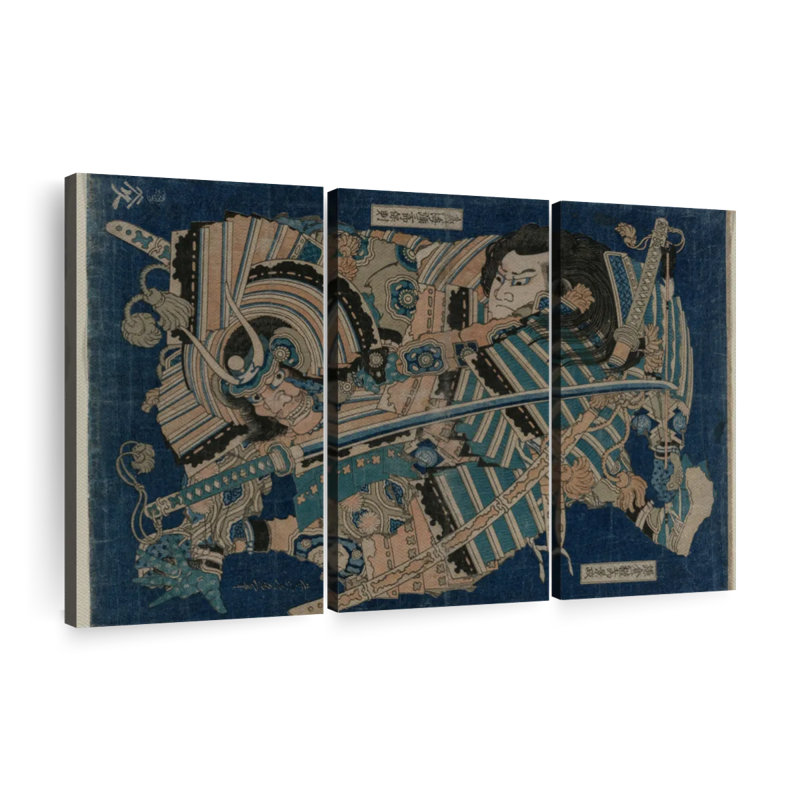 " Hokusai Kamakura " 3 - Pieces, 42" H x 65" W x 1.25" D