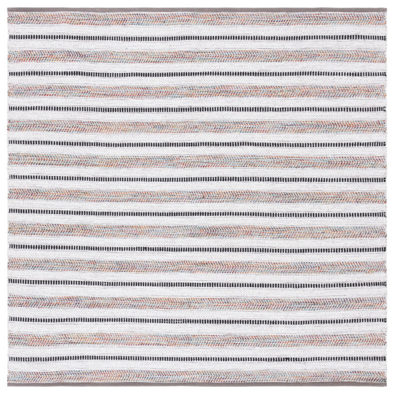 Tapis rayé en coton Borghi Montauk, Carré de 6 pi