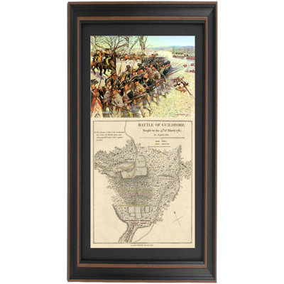 Framed Battle Of Guilford Courthouse Illustration And Battlefield Map