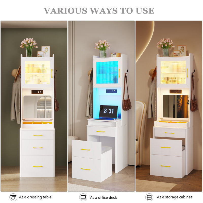 Ayriana Dressing Table with Mirror, White