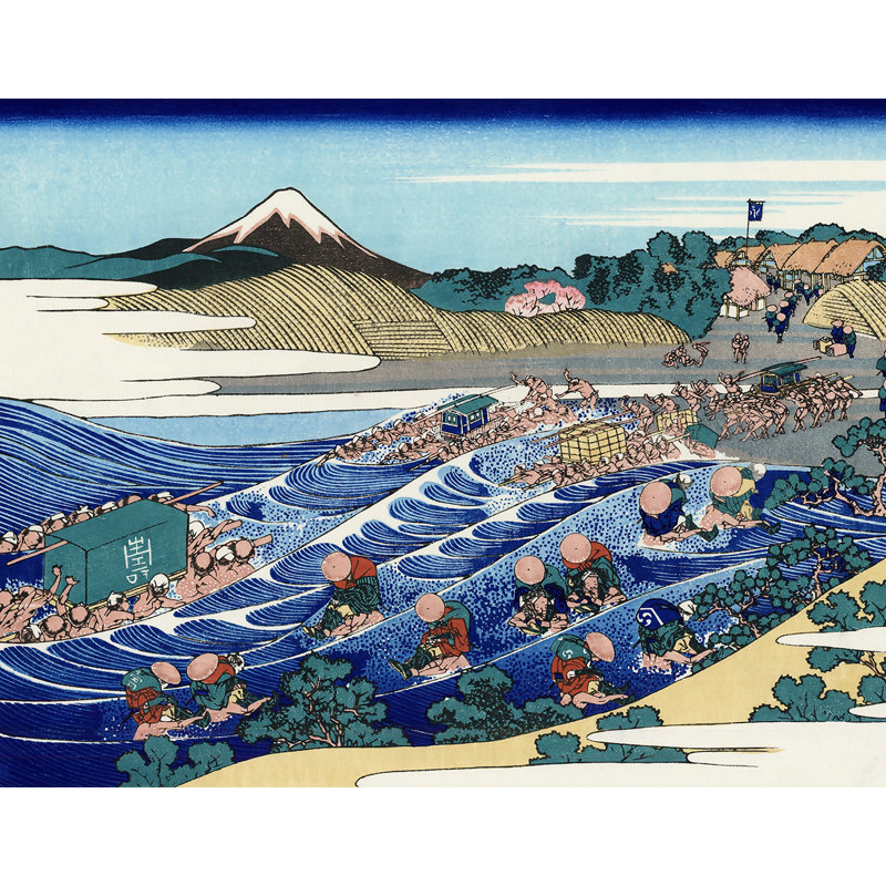 Adhésif décoratif « japanese river crossing », art amovible, H 36 po x l 48 po