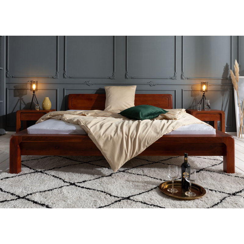 Bueno Solid Wood Bed, 140 x 200cm, Honey