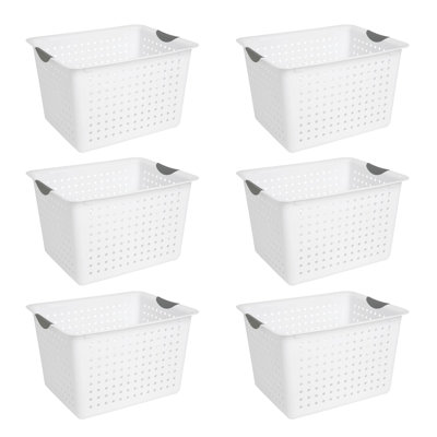 Sterilite Set of Ultra Plastic Storage Bin Baskets w/ Handles, 6 Large, 6 Deep