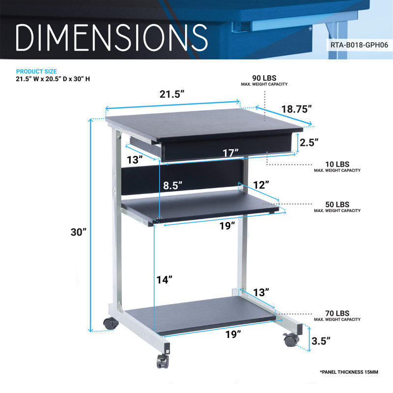 30.5'' H x 20.47'' W Laptop/Tablet Storage Cart with Wheels
