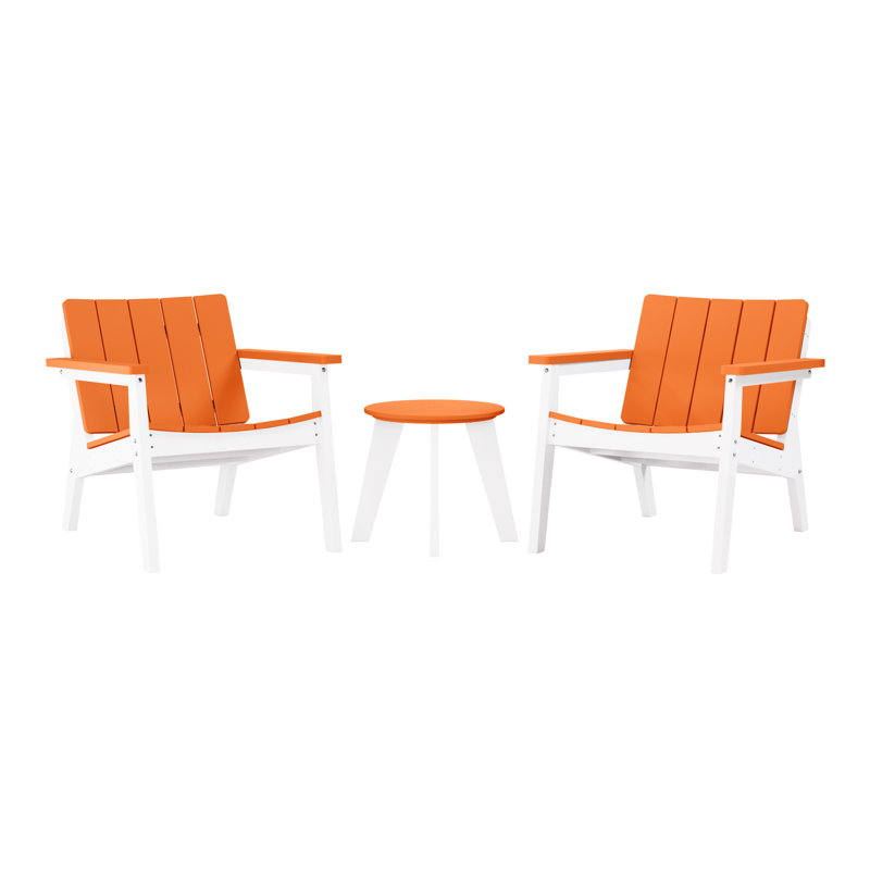 Ensemble de conversation d'extérieur 3 pièces, Orange