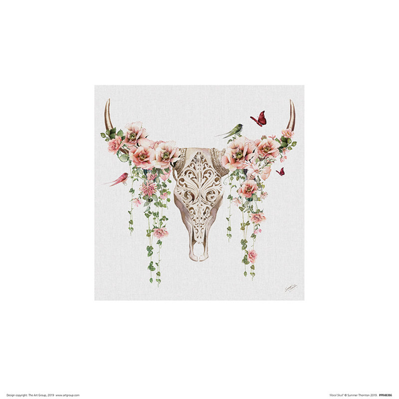 Floral Skull by Summer Thornton - No Frame Painting