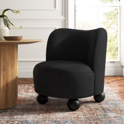 Modern Wood Chair with Fabric Upholstery and Non-Woven Fabric Accents for Casual Home Decor in Contemporary Versatile Design Featuring Sleek Rounded Shape and Decorative Bold Silhouette