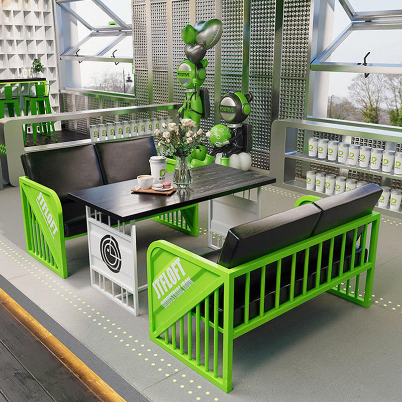 Ensemble de table et chaises de style industriel L 23,7 x l 47,3, Blanc / noir
