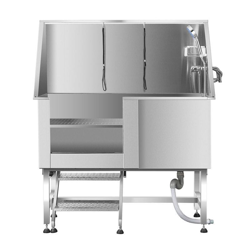 50" Professional Stainless Steel Pet Grooming Tub Dog Bathtub, Steel