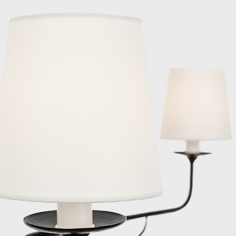 Amalfi 41" Chandelier in Waxed Black with Linen Shades