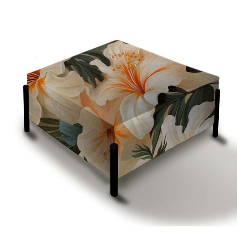 Papaya Dreams Tropical Motif - Grand repose-pieds carré tropical