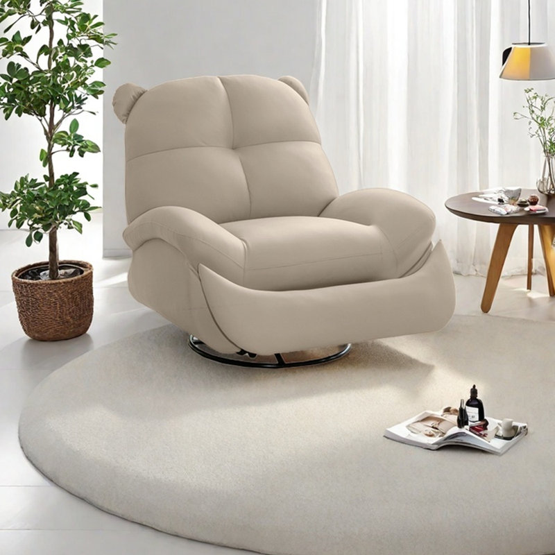 Ergonomic faux leather rotating lounge chair, Beige