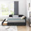 Lit plateforme double capitonné double fonction en velours mat noir Mid-Century pour chambre à coucher et salon