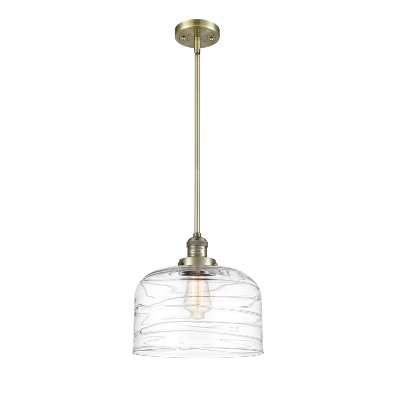 Luminaire suspendu en forme de cloche à 1 lumière Canajoharie, Laiton antique